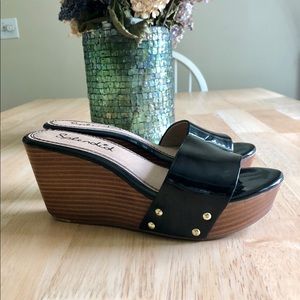 Splendid Black Patent Wedge, Sz 7, $25
